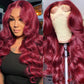 pidrez Burgundy Lace Front Wigs Human Hair With Baby Hair Pre Plucked 13x6 HD Transparent Lace Frontal Human Hair Wigs for Women Glueless 99j Wig Human Hair 180% Density Red Wig 20 Inch