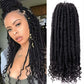 Goddess Locs Crochet Hair 6 Packs, 14 Inch Straight Faux Locs Crochet Braids, Pre-Looped Curly Soft Synthetic Braiding Hair Extensions for Black Women(14 Inch, 6 Packs, 1B#)