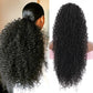 Youthfee 27” Drawstring Ponytail Deep Curly Heat Resistant Instant Clip Ponytail Extension Protective Style Afro Kinky Curly Hair Pieces for Women
