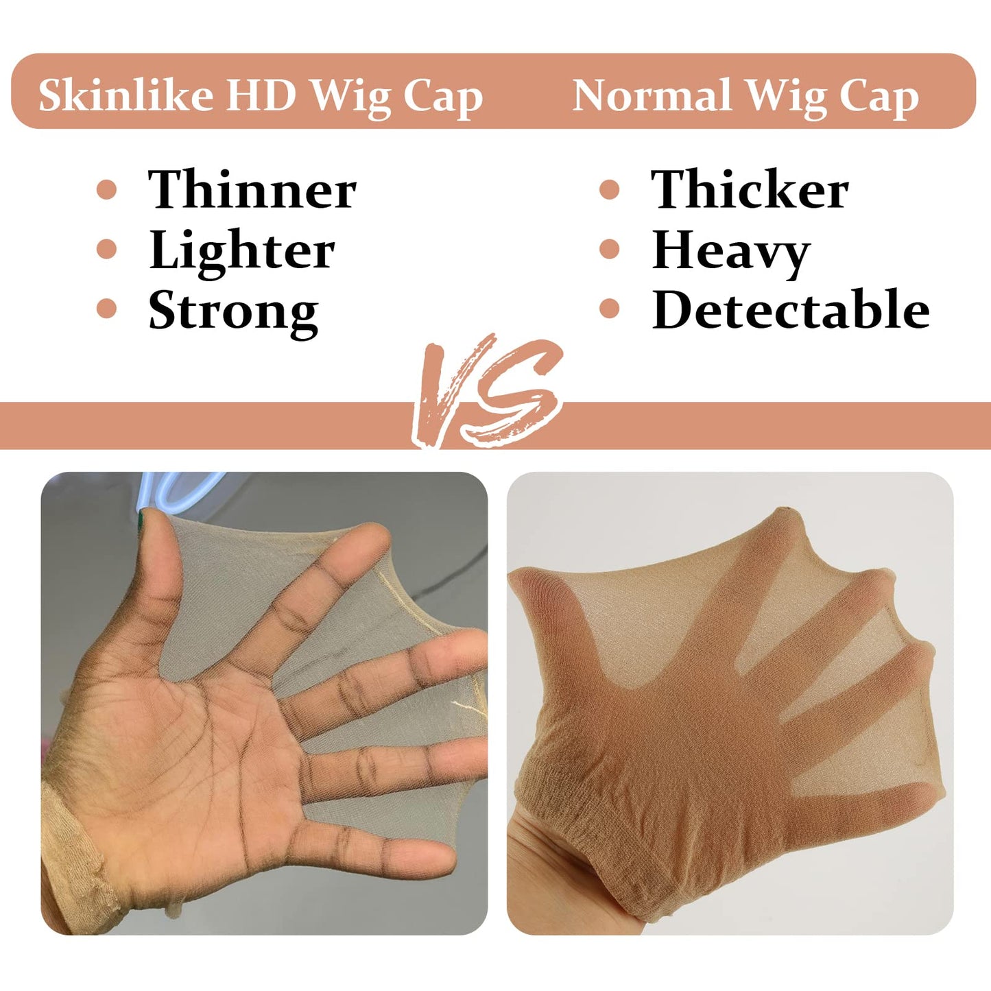 BEEOS Skinlike Real HD Wig Cap for Women, 24 Pieces Ultra-thin Invisible Brown Sheer Caps for Lace Front Wig Stretchy Stocking Wig Caps Wholesale