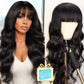 Lativ Body Wave Human Hair Wig with Bangs None Lace Front Wigs for Black Women with Gifts Box 150% Density Brazilian Virgin Hair Glueless Wigs Human Hair (20 Inch, Natural Color)