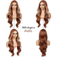 ENCOUNTERU Ginger Wear and Go Glueless Wig with Bangs Skunk Stripe Synthetic Lace Front Wigs for Women Body Wave Pre Plucked Pre Cut HD Lace Glueless Ready to Wear Middle Part 26 Inch