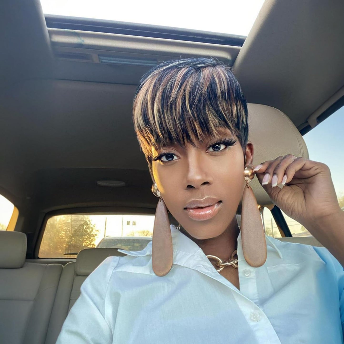 QiaQiaRing Pixie Cut Human Hair Wigs for Black Women Short Layered Pixie Haircut Wigs With Bangs Brazilian Virgin Straight Human Hair 1b/30 Color for Daily Use Glueless Full Machine Made (1b/30)