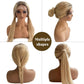 13x4 Straight Lace Front Wigs Human Hair for Women, 24 Inch Highlights Ombre Golden Brown Mixed 613 Blonde with Brown Roots HD Lace Frontal Wig Human Hair, Glueless Wig Pre Plucked Bleached Knots