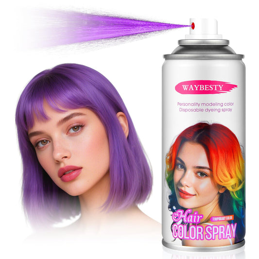 Waybesty Temporary Hair Color Spray For Kids Women Men, Washable Hair Color Wax Dye For Cosplay Party DIY, Christmas Party, Halloween Crazy Hair Day (Purple, 4.06 oz)