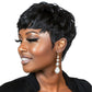 Short Pixie Cut Wigs for Black Women Short Natural Black Curly Wig With Bangs Synthetic Hair Pixie Wig for Women Pixie Cut Wigs Layered Hair Wig (Natural Black)