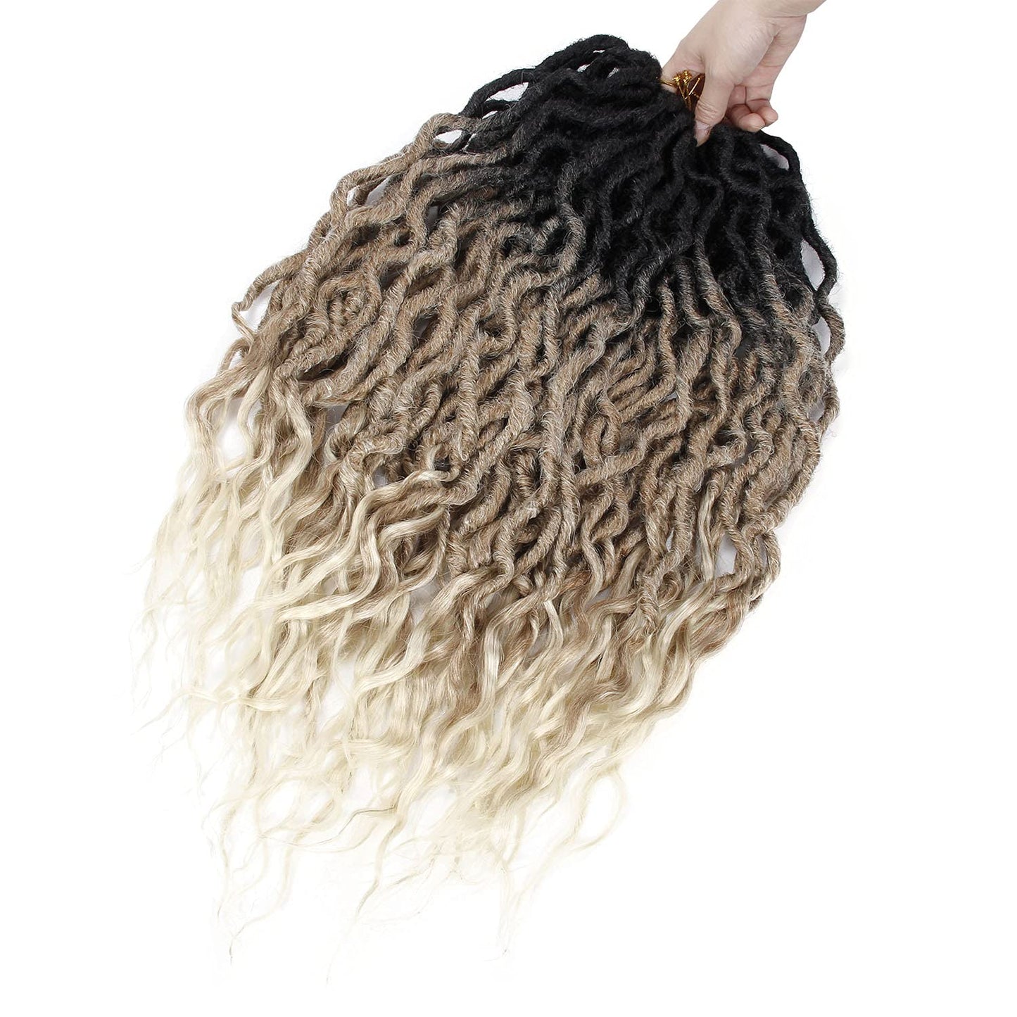 Faux Locs Crochet Hair 6Packs 24Inch Goddess Locs Crochet Hair,Soft Locs Crochet Locs With Curly Ends (24'', 1B/27/613)