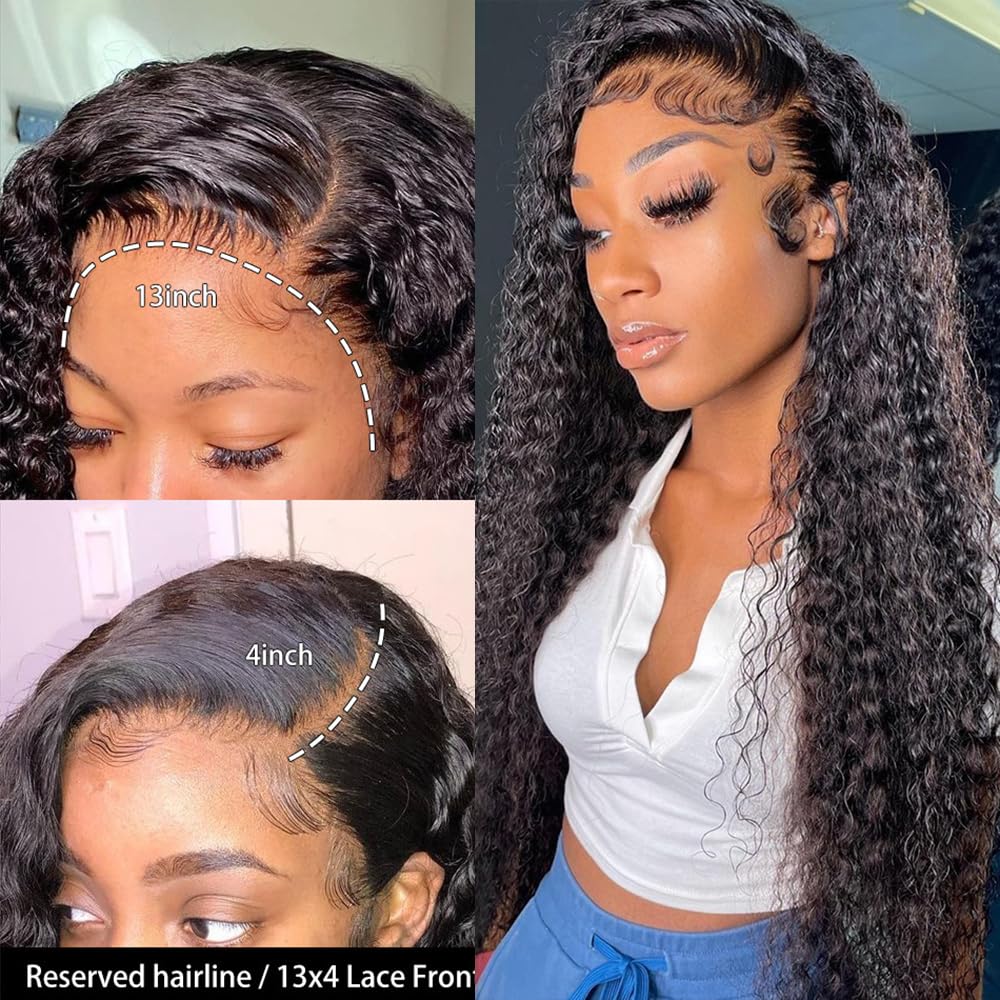 SISIFIRE Wigs for Black Women 13x6 Water Wave Lace Front Wigs Synthetic HD Lace Front Wig Natural Hairline Pre Plucked Glueless Wet and Wavy Lace Front Curly Wigs