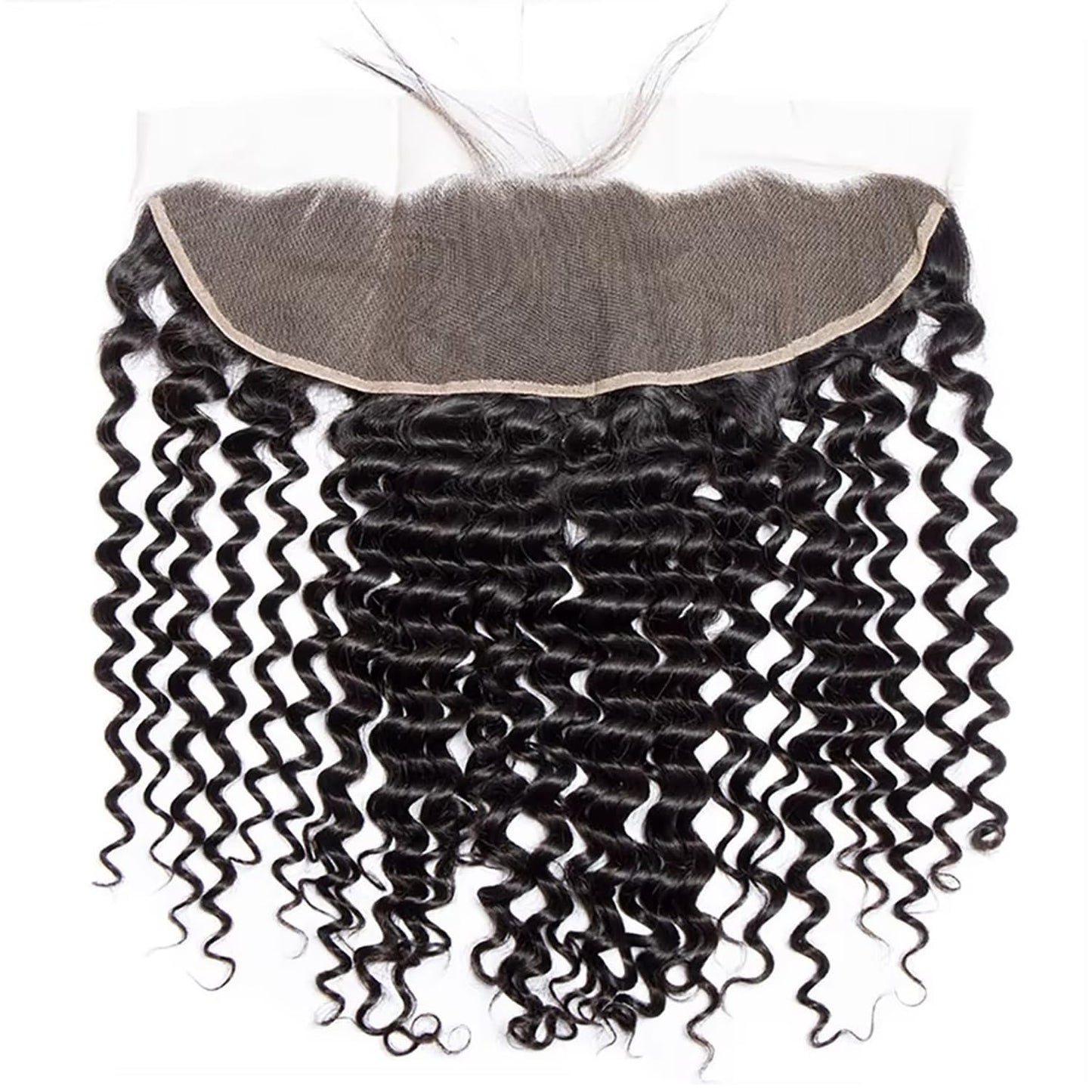 13x4 Lace Frontal Closure Deep Wave Frontal Ear to Ear HD Lace Frontal 16 Inch Brazilian Virgin Human Hair Frontals Closure Pre Plucked with Baby Hair 150% Density Natural Black
