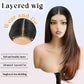 NOSTALGIA Brown Highlight Wear and Go Glueless Wigs Pre Plucked Pre Cut for Beginners Synthetic Lace Front Wigs For Woman Long layered Straight 24 Inch Brown Highlights 3 Seconds to Wear