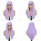 NOVFLKW Light Purple Long Straight Layered Wig with Bangs for Women 26 inch Put on Go Realistic Synthetic Fiber Heat Resistant Natural Wig for Girls Party Cosplay and Daily Use