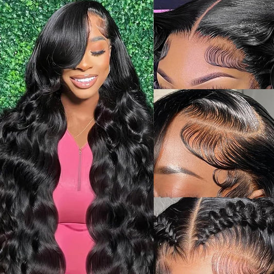 YetFree 13x6 Lace Front Wigs Human Hair 200 Density Body Wave Lace Front Wigs Human Hair HD Lace Frontal Wig Human Hair Pre Plucked with Baby Hair Brazilian Virgin Wigs for Women 34 Inch