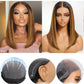 KLAIYI Bye Bye Knots Glueless Wig Ombre Brown with Blonde Bob Straight Precut 7x5Lace Front Human Hair Wig with Dark Roots Pre Plucked Bleached Blunt Cut Balayage Highlight Ready to Wear and Go 14Inch