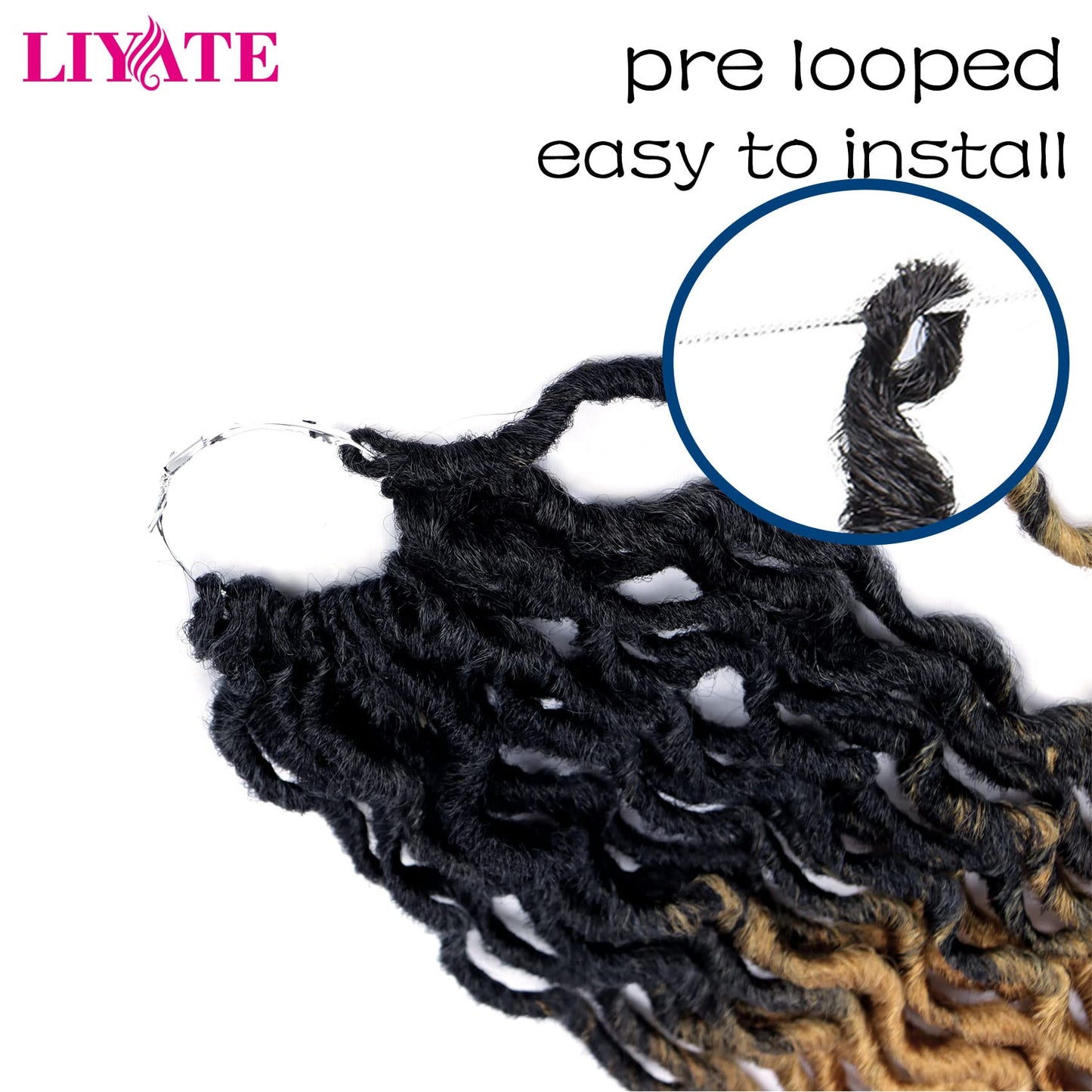 14 Inch Goddess Faux locs Crochet Hair 6 Packs/Lot Soft Gypsy Locs Wavy Crochet Braids Dreadlocks 3 Tone Curly Wavy Twist Braiding Hair Extensions African Roots Braid（1B/27/613)