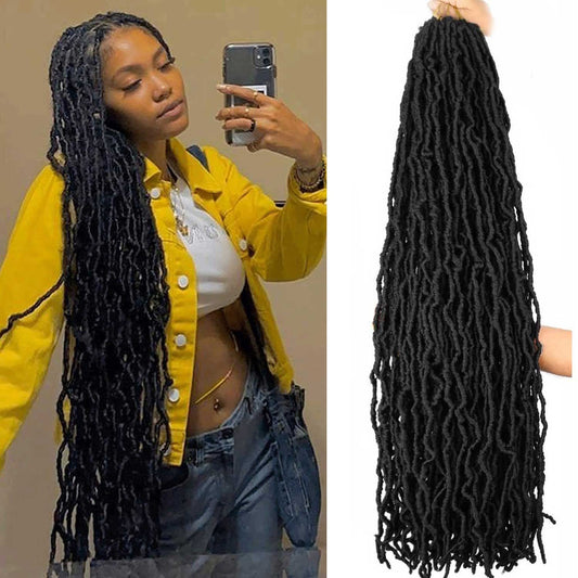 6 Packs Soft Locs Crochet Hair Pre Looped Faux Locs Crochet Braids Goddess Locs Dreadlocs Synthetic Hair For Black Women (1B, 36 Inch (Pack of 4))