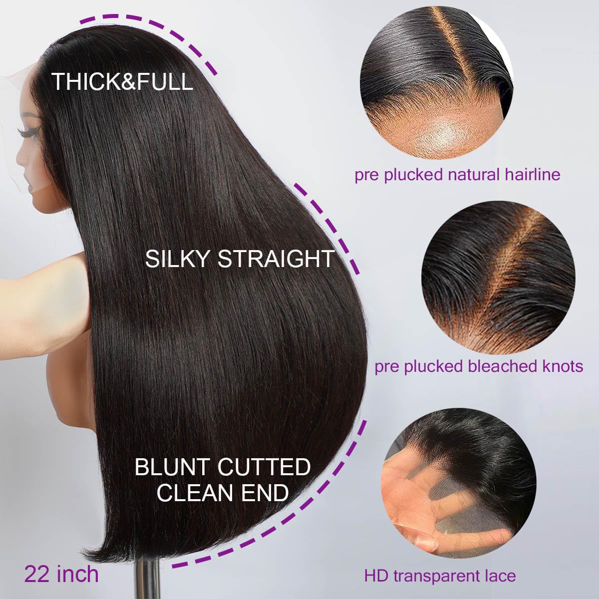Lemo beauty Straight Human Hair Wigs 13x4 Hd Lace Front Wigs Human Hair for Black Women 12A Double Drawn Brazilian Virgin Human Hair Transparent Lace Pre Plucked&Pre Bleached Lace Front Wigs 220%