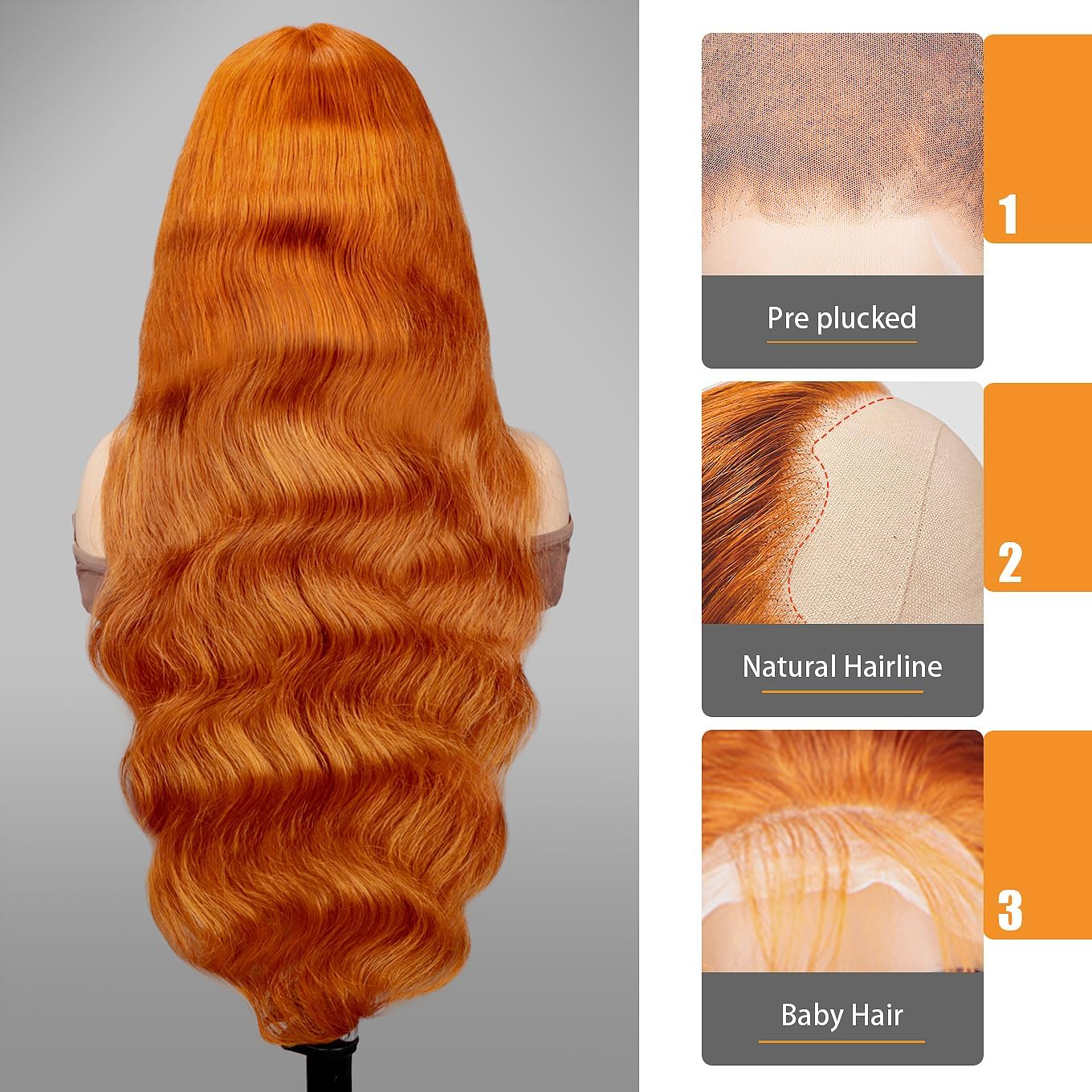 QZOQZO Ginger Lace Front Wigs Human Hair Body Wave 13x4 Transparent HD Lace Frontal Wigs Pre Plucked with Baby Hair for Black Women Human Hair Glueless Colored Wigs 28 inch