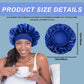 4PCS Silk Bonnet for Sleeping - Satin Hair Wrap Cap for Black Women Men, Curly Hair - Elastic Wide Band Shower Cap (Black, Sapphire Blue, Green, Purple)