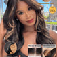 Sunber Butterscotch Highlights Brown with Free Face Framing Bangs Wig Pre Cut 7x5 Bye Bye Knots Lace Loose Wave Glueless Wigs 150% Density Pre Plucked Pre Bleached Knots 150% Density 24Inch Put On Wig