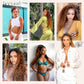 13x6 Omber Brown to Blonde HD Glueless Curly Lace Frontal Wigs Pre-Plucked, Deep Wave Lace Front Wig Similar Human Hair 200 Density, Synthetic Curly Wig for Black Woman Ready to Wear（26 inch）