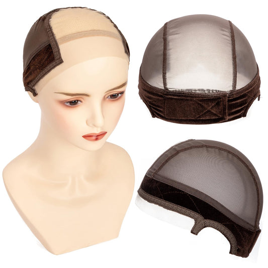 koskusder Lace Wig Caps for Women, Wig Caps with Grip Band for Keeping Wigs in Place, Glueless Wig Grip Cap with 4x5 Transparent Lace Wig Caps, Non-Slip Adjustable Elastic Headband (1pcs-brown)