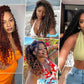 AISI HAIR Full Lace Faux Locs Braided Wigs for Black Women, Faux Locs Burgundy Red Wig Crochet Hair Braid Wig with Baby Hair Hippie Locs Twist Synthetic Wig with Curly Ends 26”
