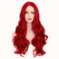 Sabosi Red Wig for Women Long Wavy Wigs Middle Part Wavy Wig Natural Looking Synthetic Heat Resistant Fiber Wig for Daily Party Use