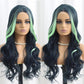 SISIFIRE Highlight Long Deep Wave Wigs for Women Long Curly Small Lace Front Wig Synthetic Heat Resistant Fiber Middle Part Wigs for Halloween Cosplay Christmas Wigs