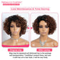 Rebecca Fashion Short Curly Human Hair Wigs for Black Women Cute Curly Bob Wig Side Part Brazilian Remy Non Lace Glueless Wigs Natural Looking Ombre Natural Color to Brown