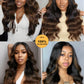 Sunber Bye Bye Knots Glueless 7x5 Lace Front Human Hair Wig Loose Wave Plucked Pre Cut Lace Invisible Knots Put On and Go Chestnut Brown Ombre Color Ready to Wear Wig 150% Density 26Inch