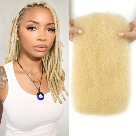 Afro Kinkys Bulk Human Hair for Braiding 613 Blonde Afro Kinky-curly Human Hair Bulk for Twist 20 Inch 50g Cuban Kinkycurly Bundles for Mini Twists or Dreadlock Extensions