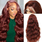 Reddish Brown Lace Front Wigs Human Hair Pre Plucked 200% Density Body Wave Auburn Colored Human Hair Wig 13x4 HD Lace Front Wigs Human Hair For Women Lace Frontal Wig 24 inch