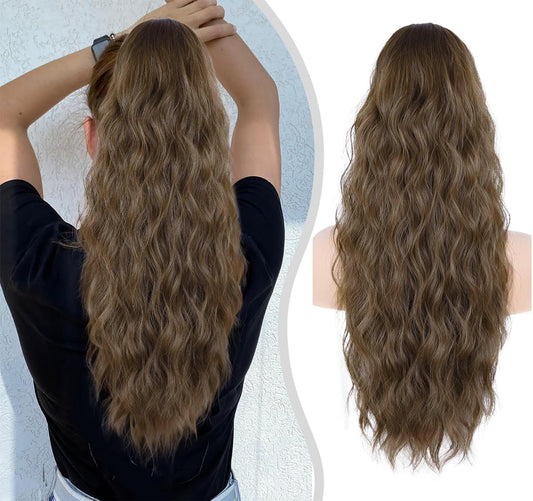 Drawstring Ponytail for Women, 26 inch Long Ponytail Extension, Synthetic Pony Tails Hair Extensions, Hair Extensions Ponytail for Daily Use (Color: Medium Brown)