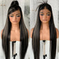 13x6 1B/27 Highlight Lace Frontal Wigs, HD Glueless Synthetic Straight Lace Front Wig Pre-Plucked, Balayage Ombre Synthetic Lace Front Wig 200 Density, 1B/27 Colored For Black Women