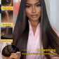 Sunber Ombre Chestnut Yaki Straight Human Hair Wigs with Drawstring Put and Go Bye Bye Knots Pre Cut 7x5 HD Lace Front Glueless Yaki Wigs Pre Plucked Invisible Knots 3S Wear 16Inch Beginner friendly