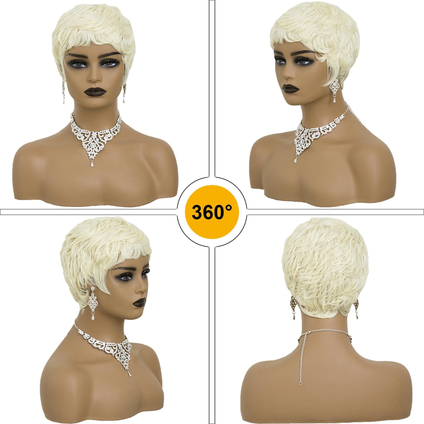 BOBCOO Short Blonde Pixie Cut Wigs For Black Women Short Wigs With Bangs Short Wigs For Black Women Layered Wigs(Blonde)