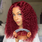 UCUVIC Wear And Go Glueless Wigs Human Hair Pre Plucked Pre Cut 5x5 Deep Wave Curly Bob Wig Human Hair Lace Front Closure Wigs For Black Women 200Density Wig Glueless Wear And Go Burgundy 16 Inch