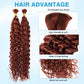 Dark Ginger Human Braiding Hair Water Wave Bulk 100g 24 Inch Color 350 Curly for Boho Braids Hair Extensions No Weft 2 Braids Per Pack Wet and Wavy