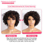 Rebecca Fashion Short Curly Human Hair Wigs for Black Women Side Part Cute Curly Bob Wig Brazilian Remy Non Lace Glueless Wigs Natural Looking Highlight Brown Black Mix Brown Color