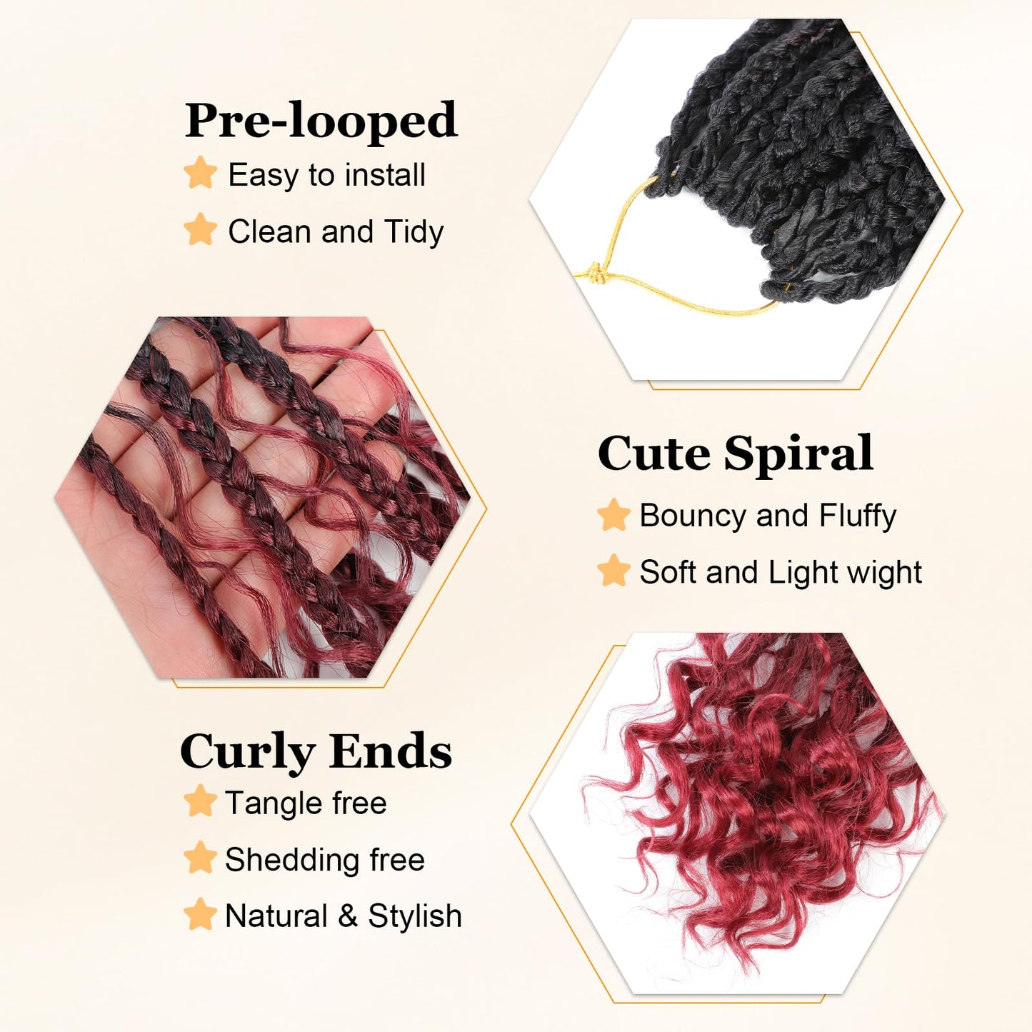 Yewell Goddess Box Braids Crochet Hair 12 Inch, 9 Packs Boho Box Braids for Black Women Pre-Looped (12Inch 9 Packs, T99J530)