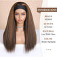 WIGNEE Brown Highlights Kinky Straight Headband Wig for Women 22 Inches Yaki Straight Wigs with Black Headband Kinky Straight Wigs for Black Women (2A/30# Highlights, 22 Inch)