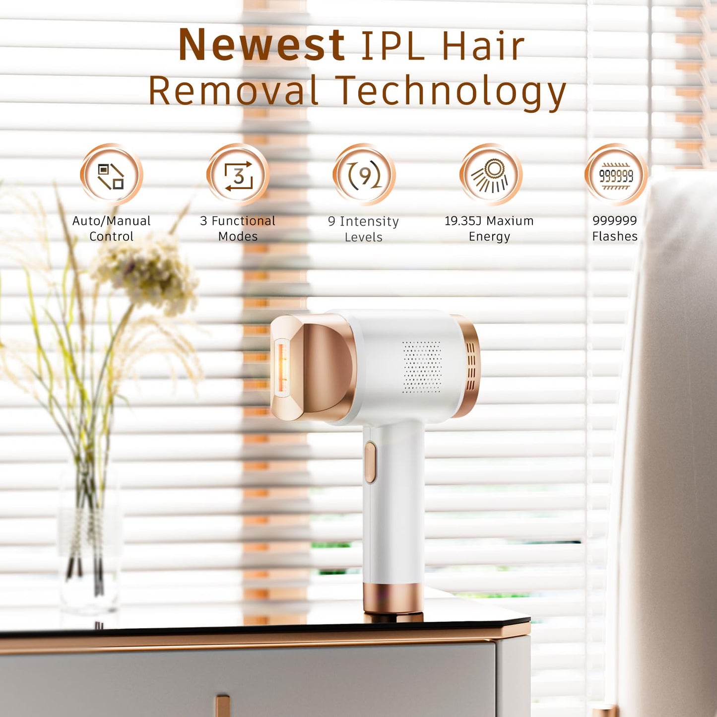 Aopvui IPL Laser Hair Removal for Women and Men, Permanent at-Home Hair Removal Device 999900 Flashes Hair Remover for Whole Body Use