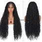 URUNIK Boho Knotless Braided Wigs for Black Women Bohemian Box Braided Wigs With Baby Hair Synthetic Boho Braid Lace Front Wig Natural Black(Natural Black, 13x6 Boho Braided Wig 36 Inch)