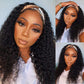 Aiterina Headband Wig Deep Wave Human Hair Wigs Virgin Hair Wigs 14 Inch None Lace Front Wigs For Black Women Deep Wave Machine Made Wigs Natural Color