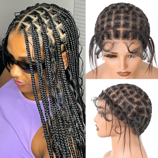 Suntefic Braided Wig Cap With Baby Hair Crochet Wig Cap For Crochet Braids Hair Glueless Double Full Hd Lace Wig Caps For Black Women (Black-113)