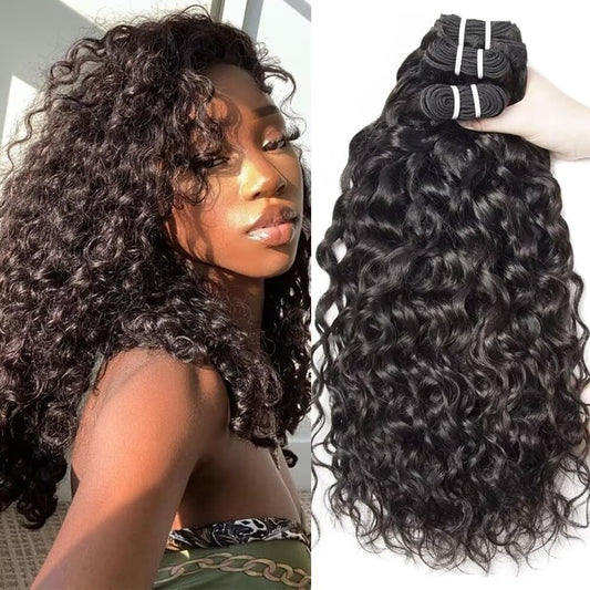Yavida Water Wave Human Hair Bundles Wet and Wavy Bundles Human Hair Brazilian Unprocessed Remy Hair Water Wave Weave Extensions 22 22 22 Inch Natural Black