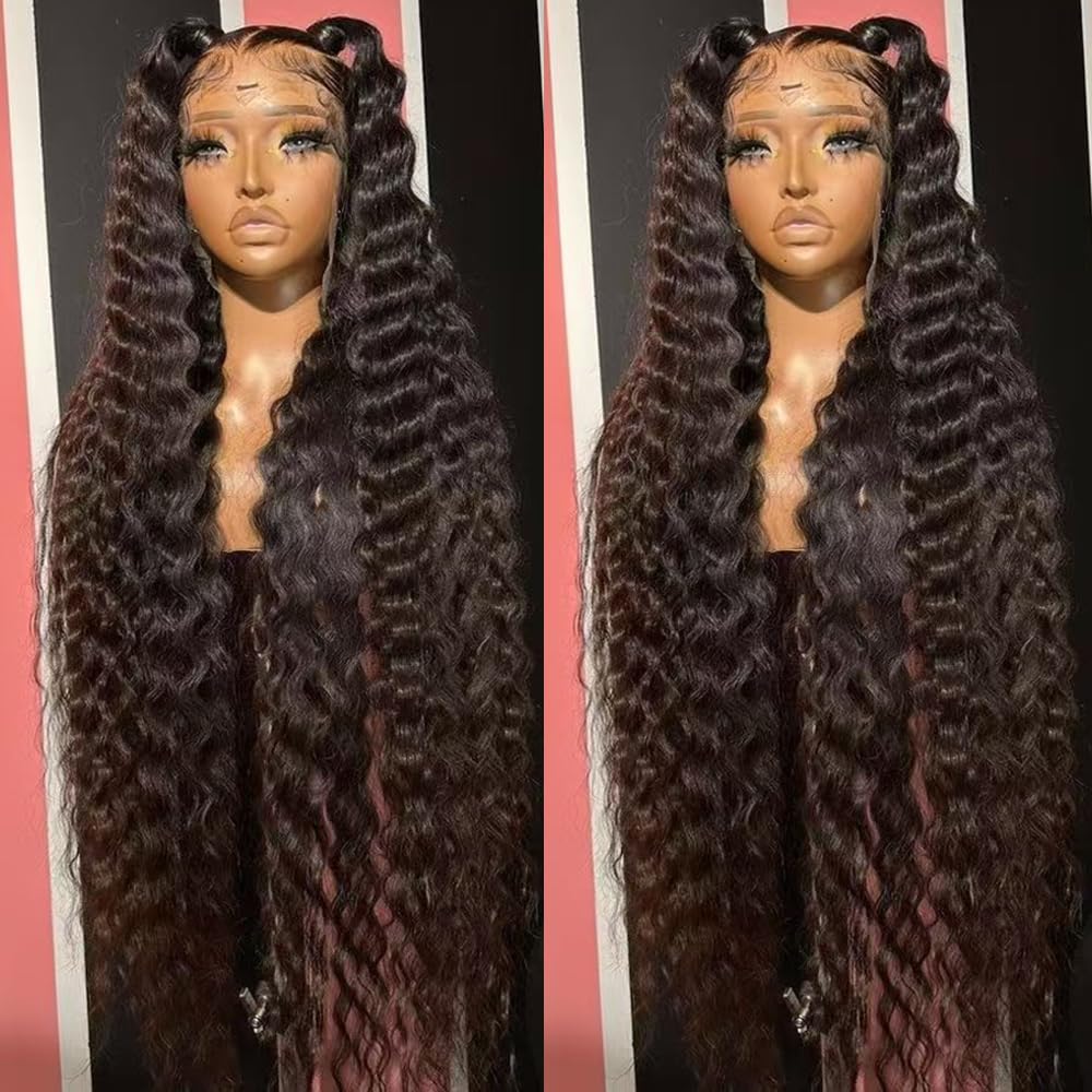 SISIFIRE 32 Inch Natural Curly Wave Lace Front Wigs for Women 13 * 4 Inch Heat Resistant Fiber Super Long Loose Curly Lace Wig with Baby Hair Synthetic Glueless Lace Front Wig for Daily Party Use