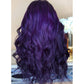Long Wavy Synthetic Lace Front Wig Glueless Purple High Temperature Heat Resistant Fiber Hair Wigs For Women Female Long Curly Hair [ by Dolloress] (Purple,70cm)