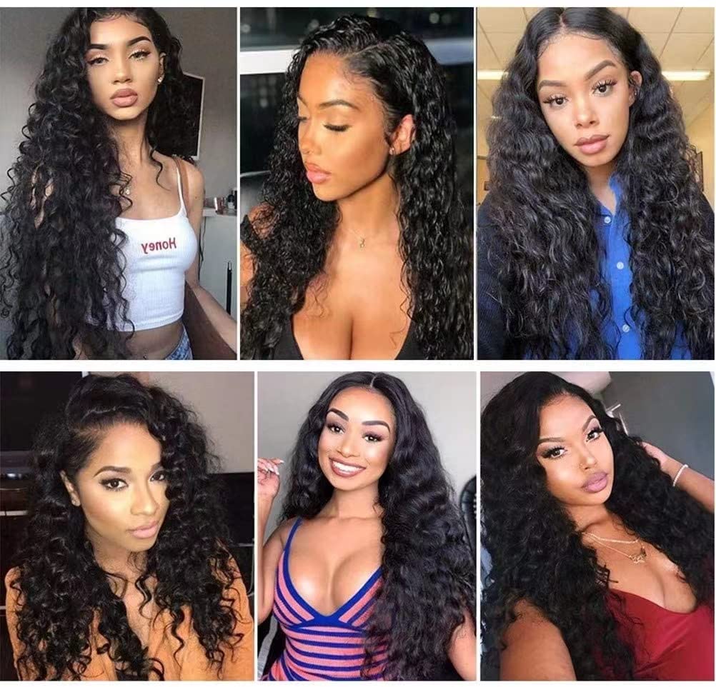 WPPIKK 13x4 Lace Front Wigs Human Hair Pre Plucked Wet and Wavy Human Hair Wigs for Black Women Glueless Brazilian Curly Lace Frontal Wig Natural Color 180 Density (24 Inch)