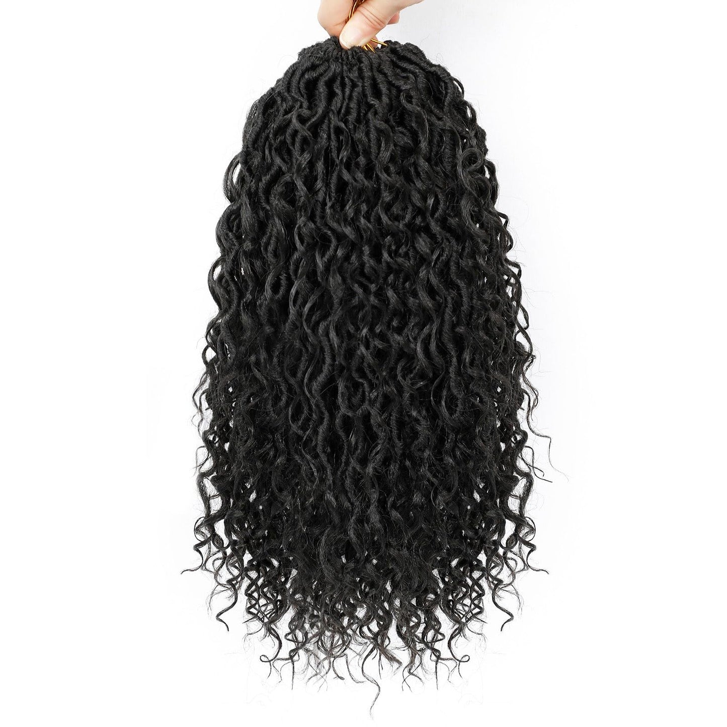 Col Bling Goddess Locs Crochet Hair for Black Women 14 Inch, 8 Packs Faux Locs Crochet Hair, Boho Style Locs, River Locs Hair with Curly Ends (14Inch, 1B, 8Packs)